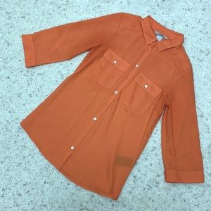 Orange button down